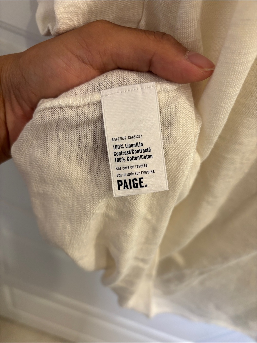 PAIGE Linen Lace Detail Short Sleeve Top White Size Small NWT - Picture 4 of 5